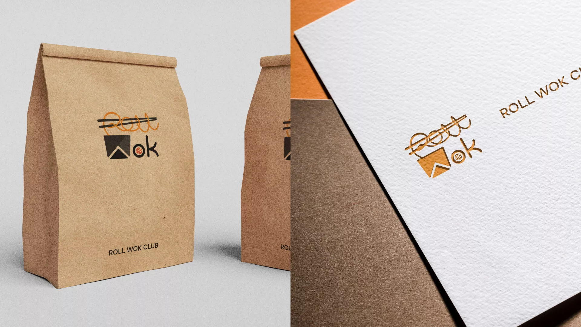 Разработка логотипа суши-бара «Roll Wok Club» в Орске