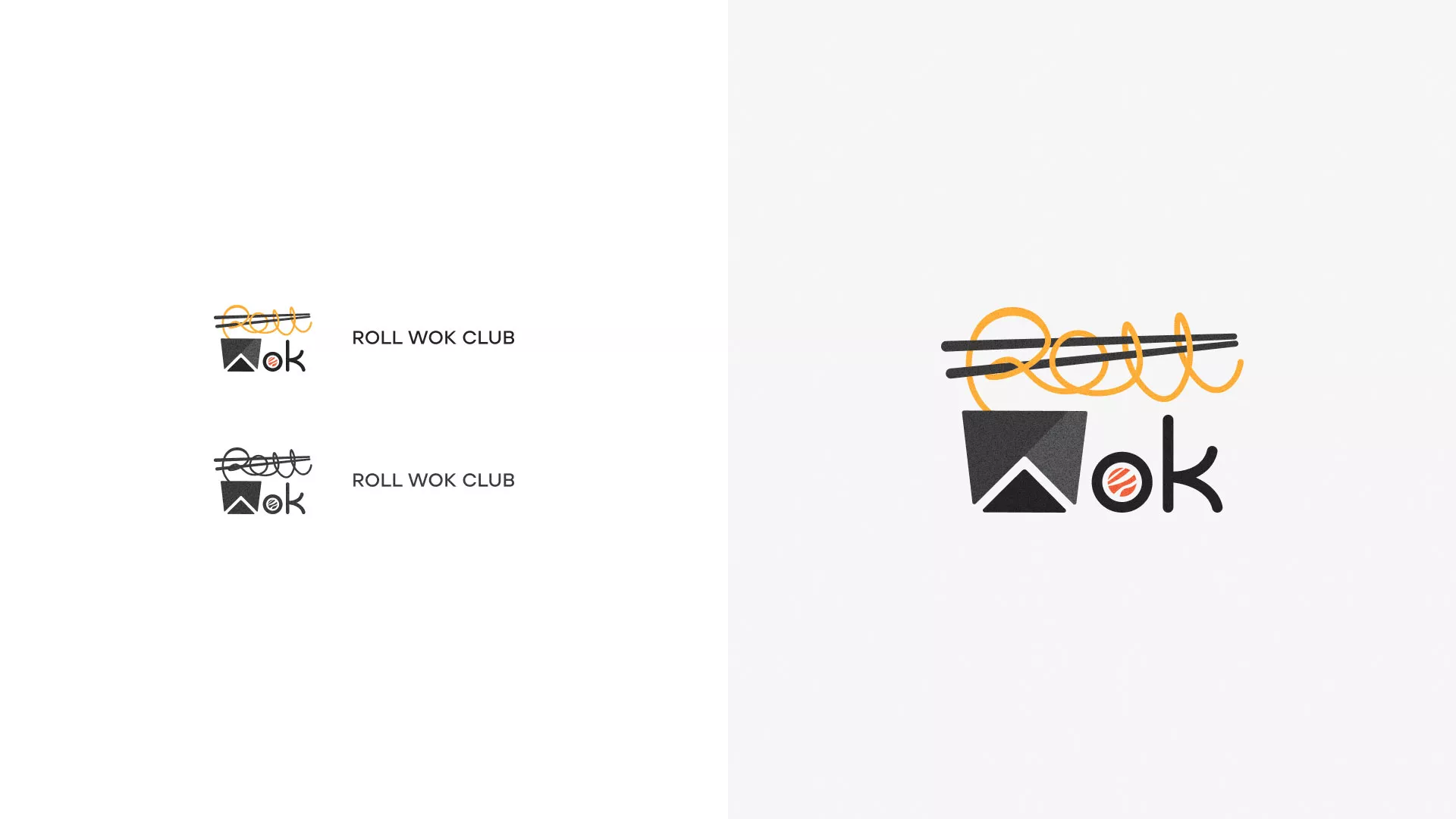 Разработка логотипа суши-бара «Roll Wok Club» в Орске